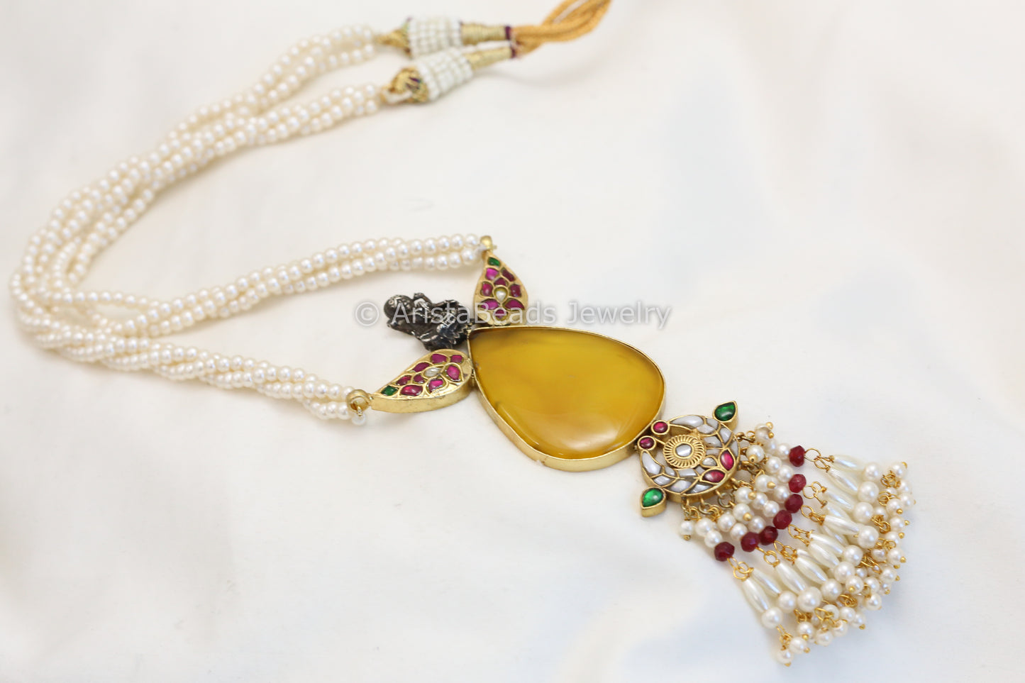 Jadau Kundan & Yellow Chalcedony  Necklace