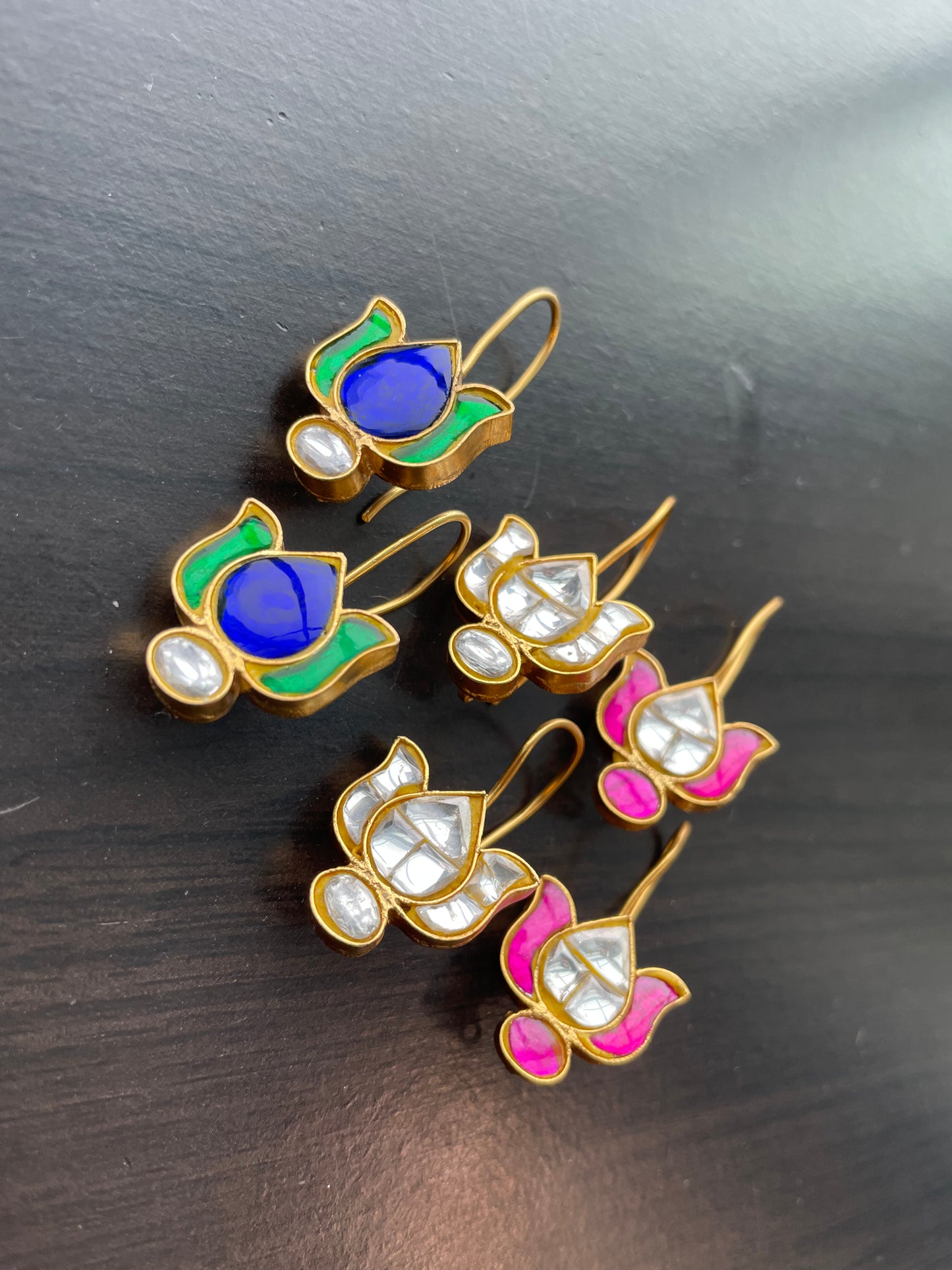 Dainty Jadau Lotus Earrings