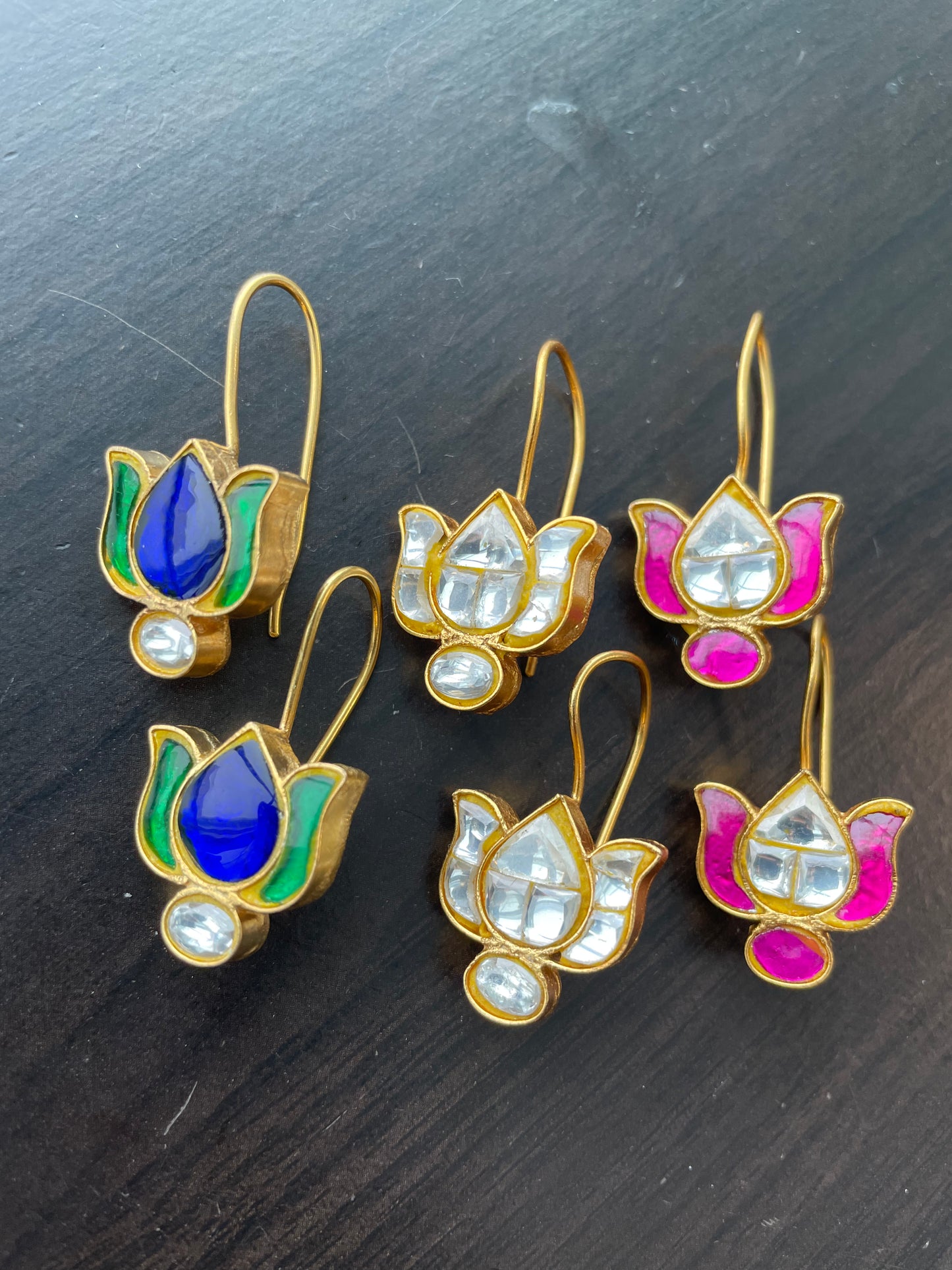 Dainty Jadau Lotus Earrings