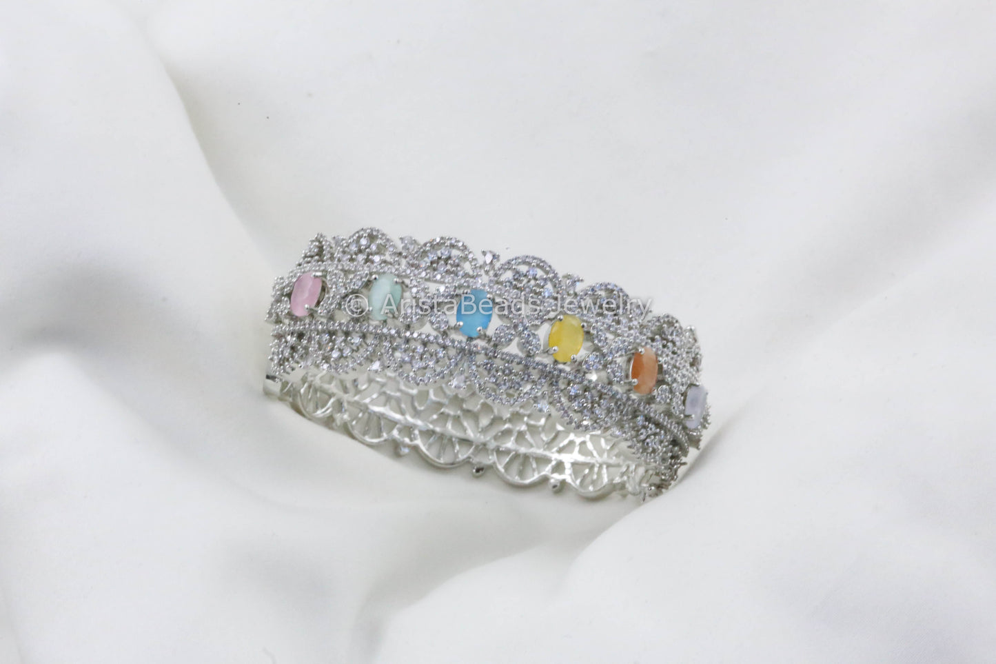 Nirali Multicolor CZ Bracelet Bangle (Openable)