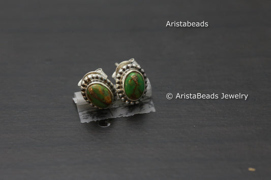 925 Green Copper Turquoise Studs