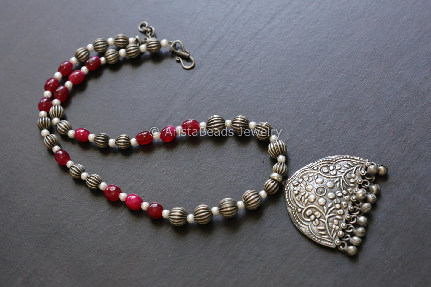 Handmade Silver Look Beaded Necklace - Style 5