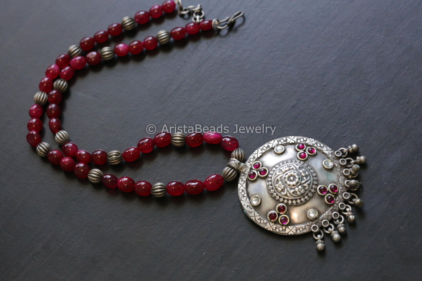 Handmade Silver Look Beaded Necklace - Style 2