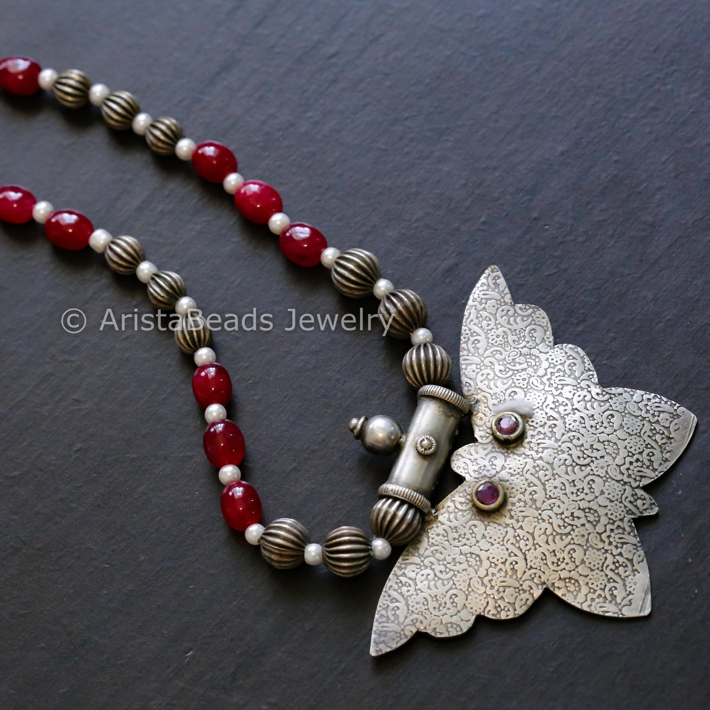 Handmade Silver Look Beaded Necklace - Style 4