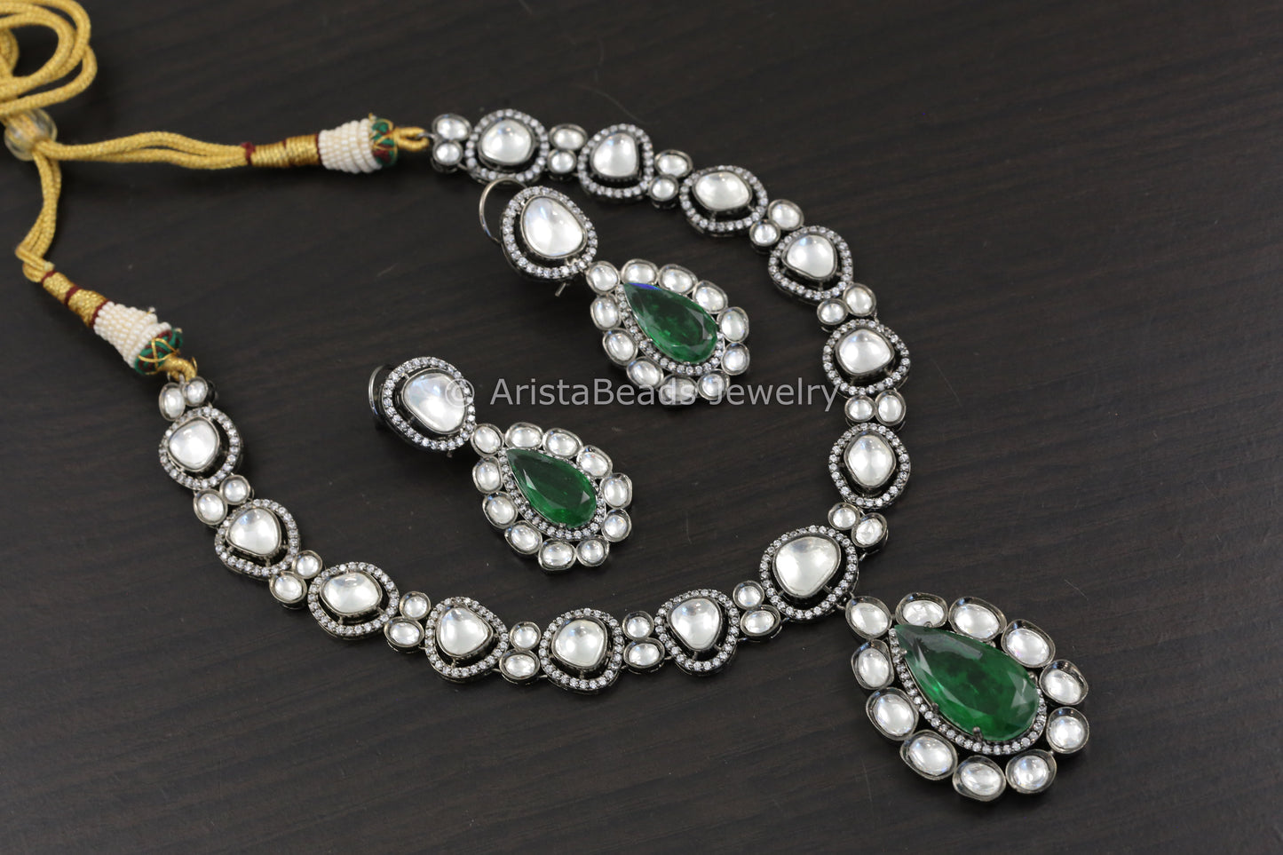 Emerald Doublet & Uncut Polki Necklace  - Victorian