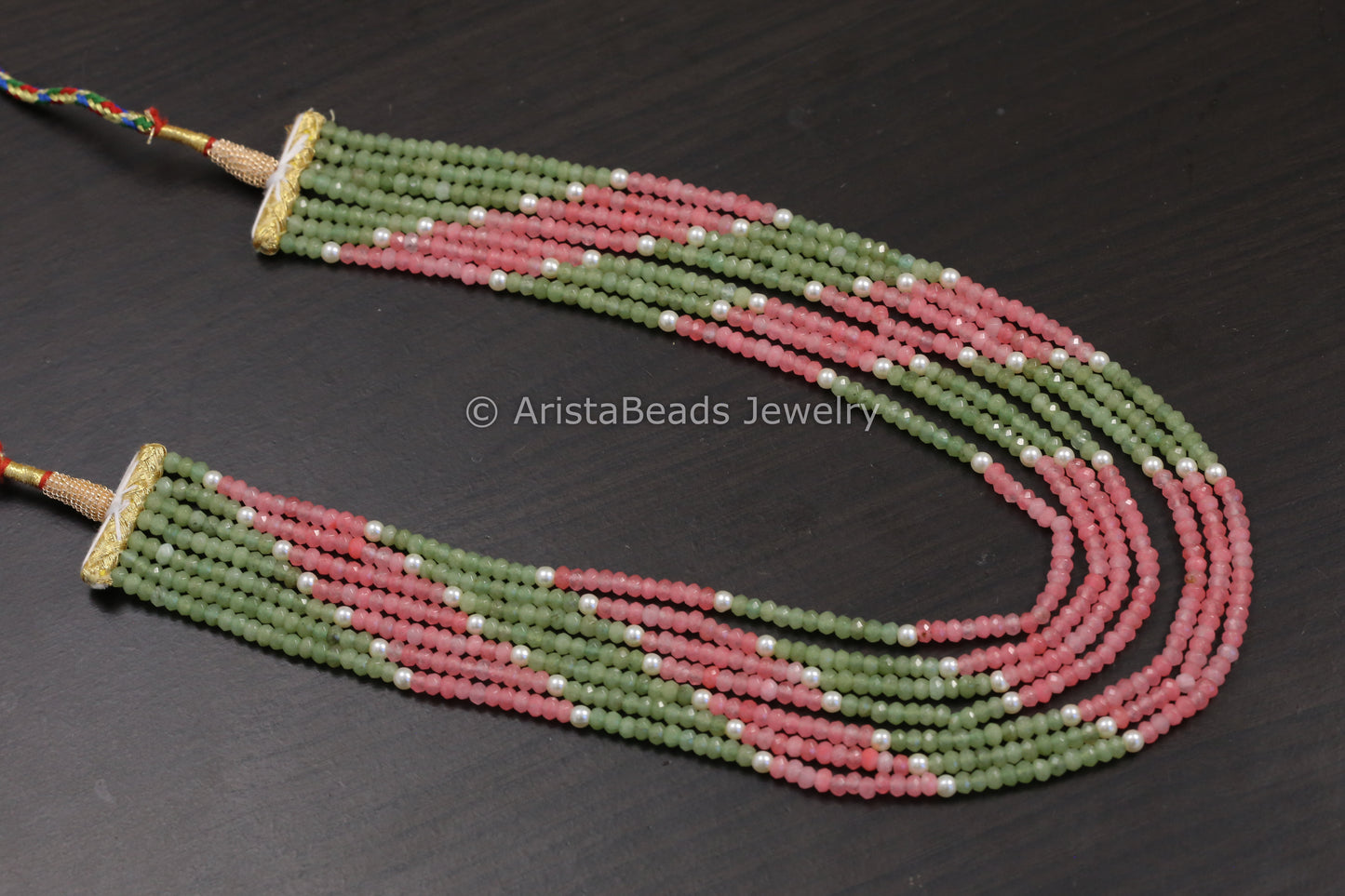 7 Strand Semiprecious Beads Necklace - Color 1