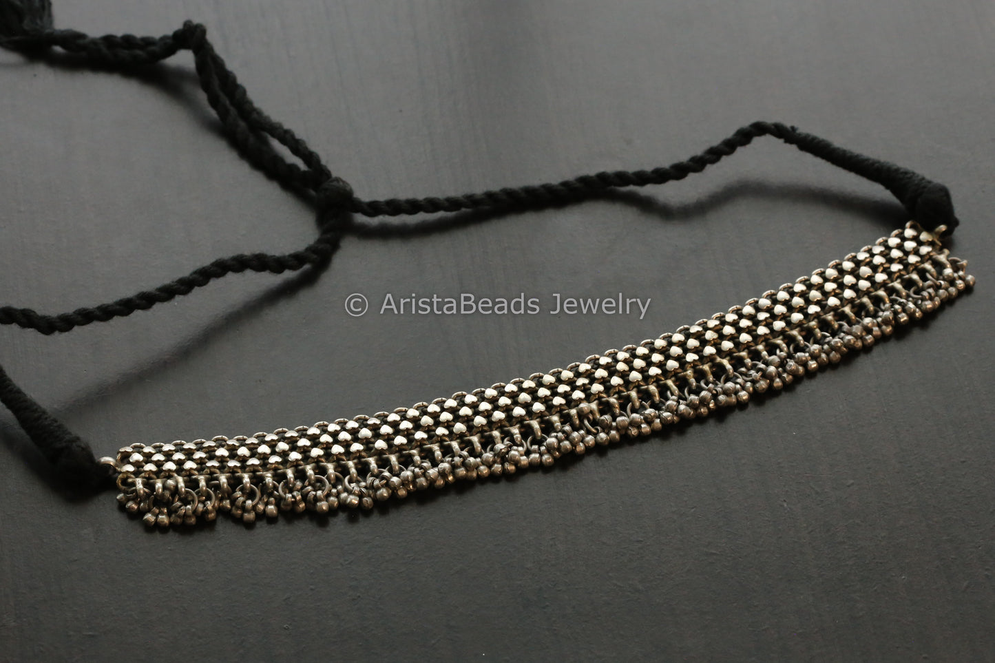 Next To Real Silver Oxidized Ghungroo Choker