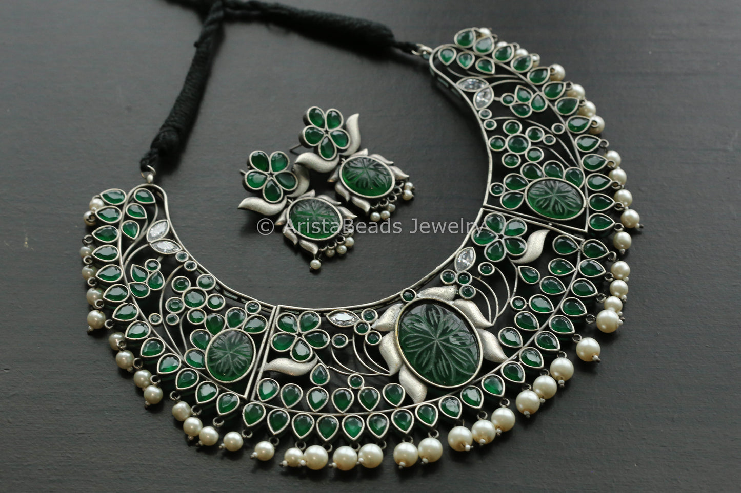 Large Hasli Necklace Set- Green