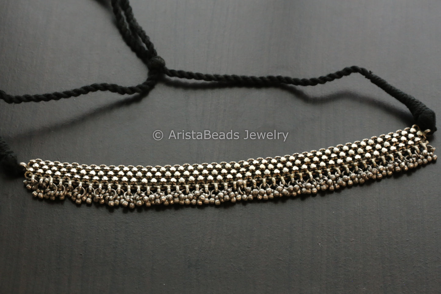 Next To Real Silver Oxidized Ghungroo Choker