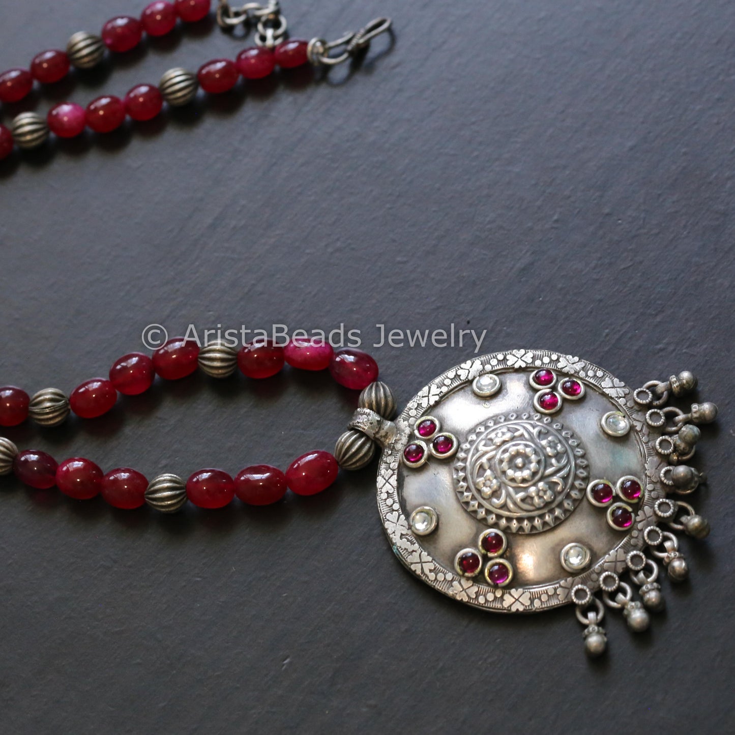 Handmade Silver Look Beaded Necklace - Style 2
