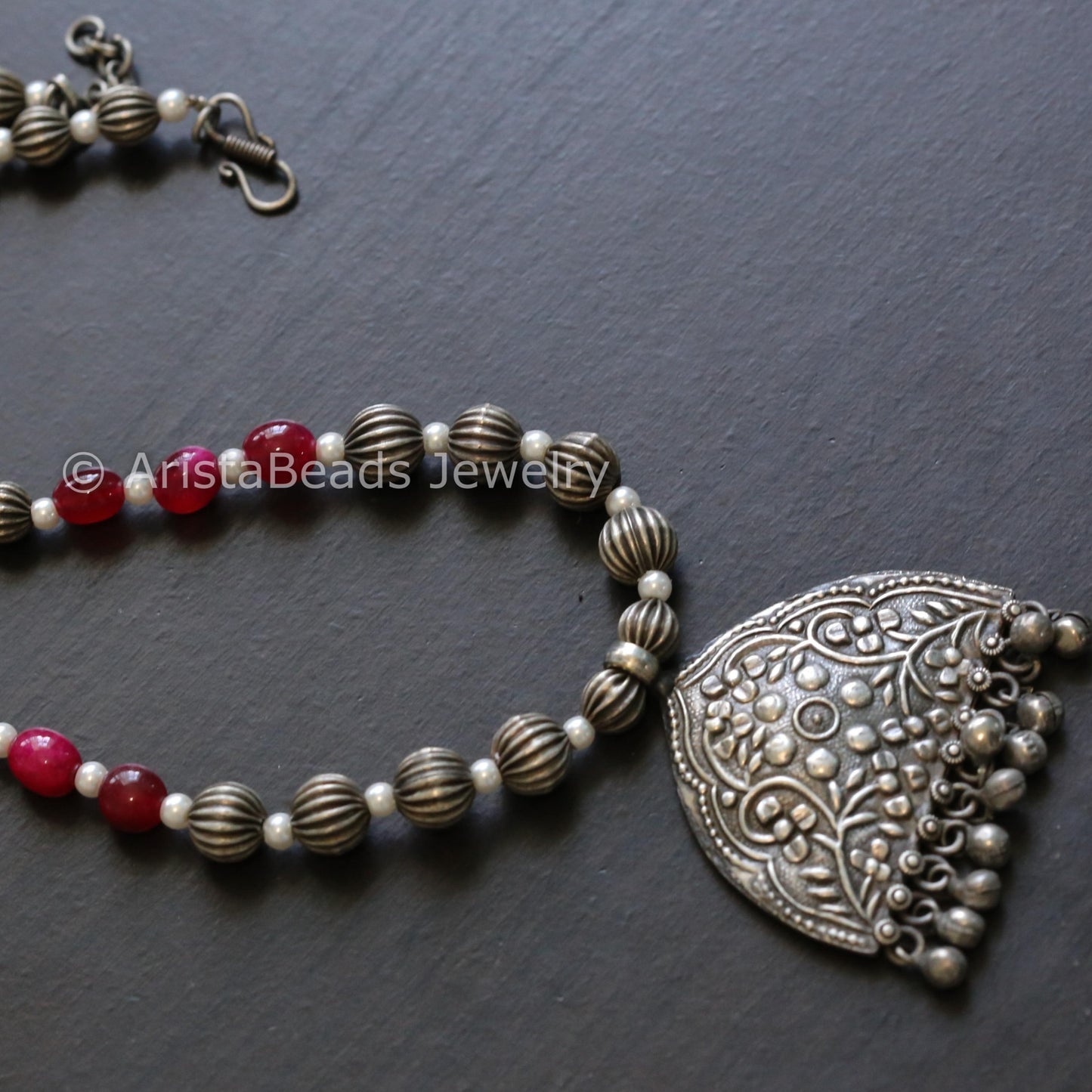 Handmade Silver Look Beaded Necklace - Style 5