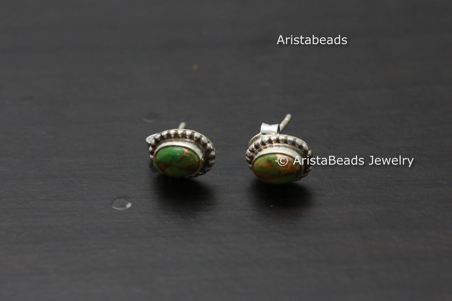 925 Green Copper Turquoise Studs