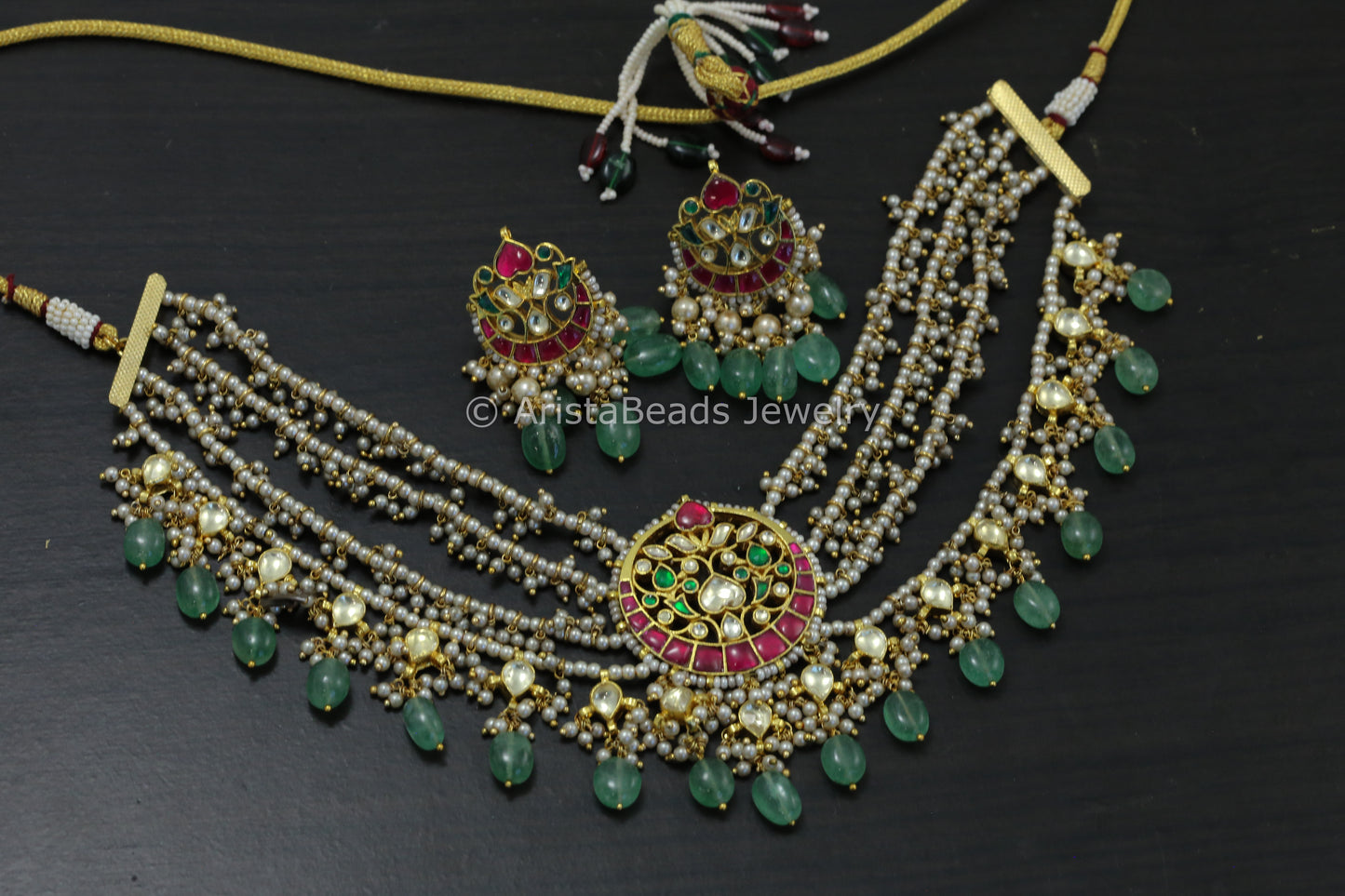 Real Silver Look Pachi Kundan Pearl Necklace Set
